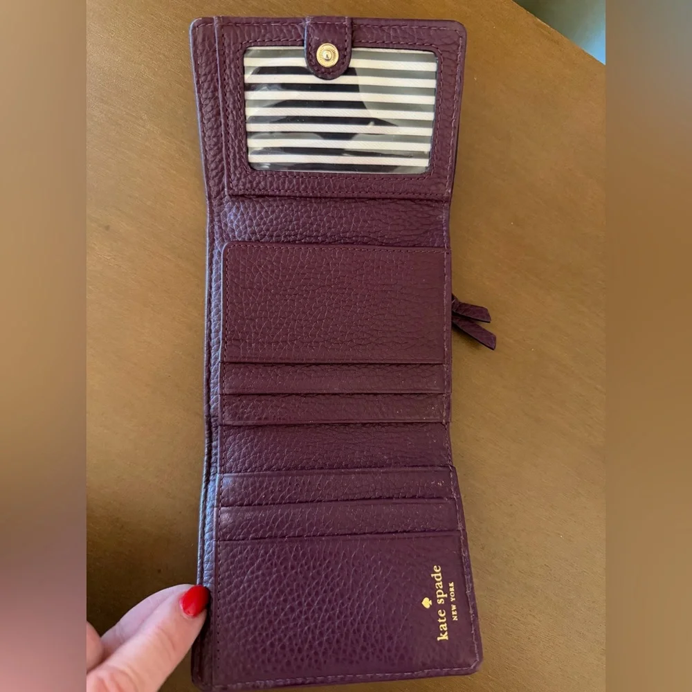 **SALE**Kate Spade Deep Purple Pebbled Leather Small Wallet - Picture 8 of 14
